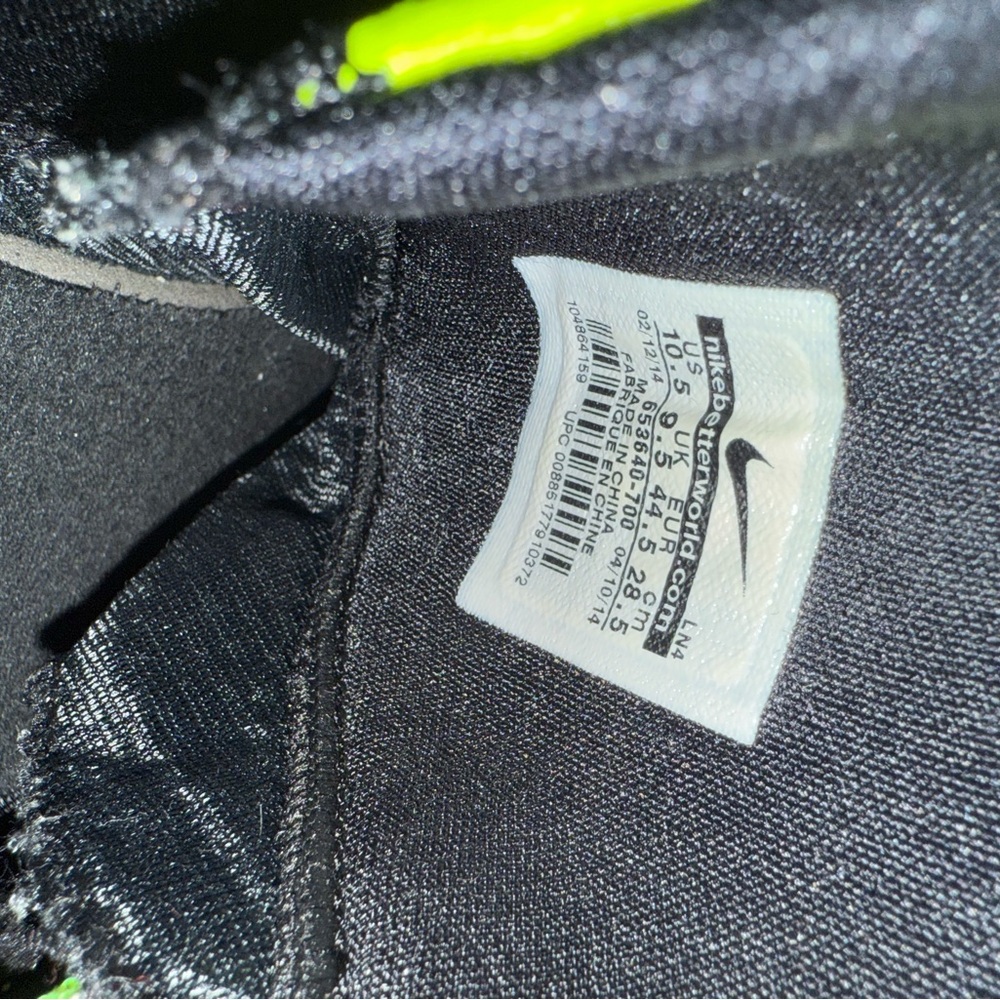 Nike Black and Bright Green Athletic Shoes.  Used but in decent condition